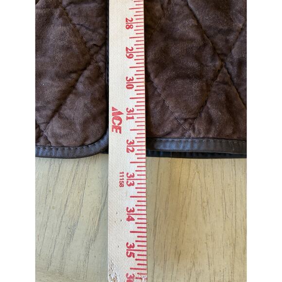 VTG 90s Quilted Brown Leather Wool Jacket Italian Designer Gimo’s Chore Coat L - Picture 4 of 16